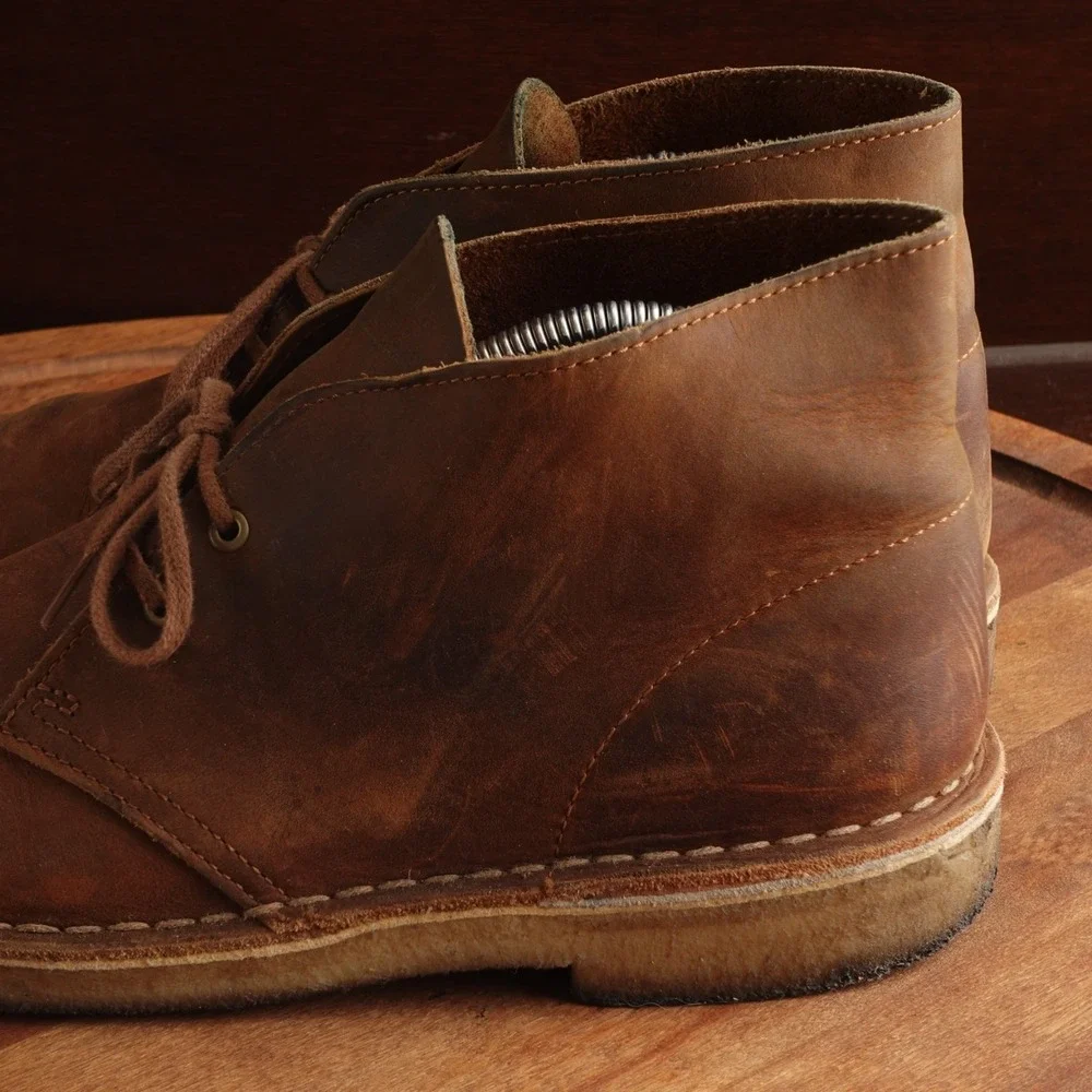 Clarks Boots Mens SZ 8 Brown Originals Desert Boots Leather Ankle Chukka Casual